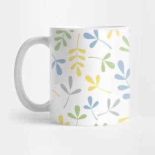 Assorted Leaf Silhouettes Blue Grn Gray Yelw Wt Mug